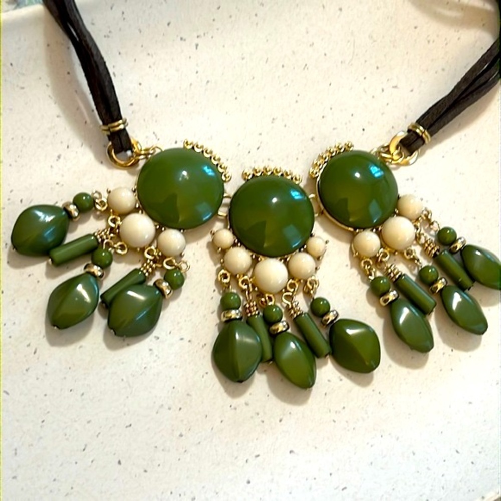 Tri Colored Statement Suede Necklace. - image 2